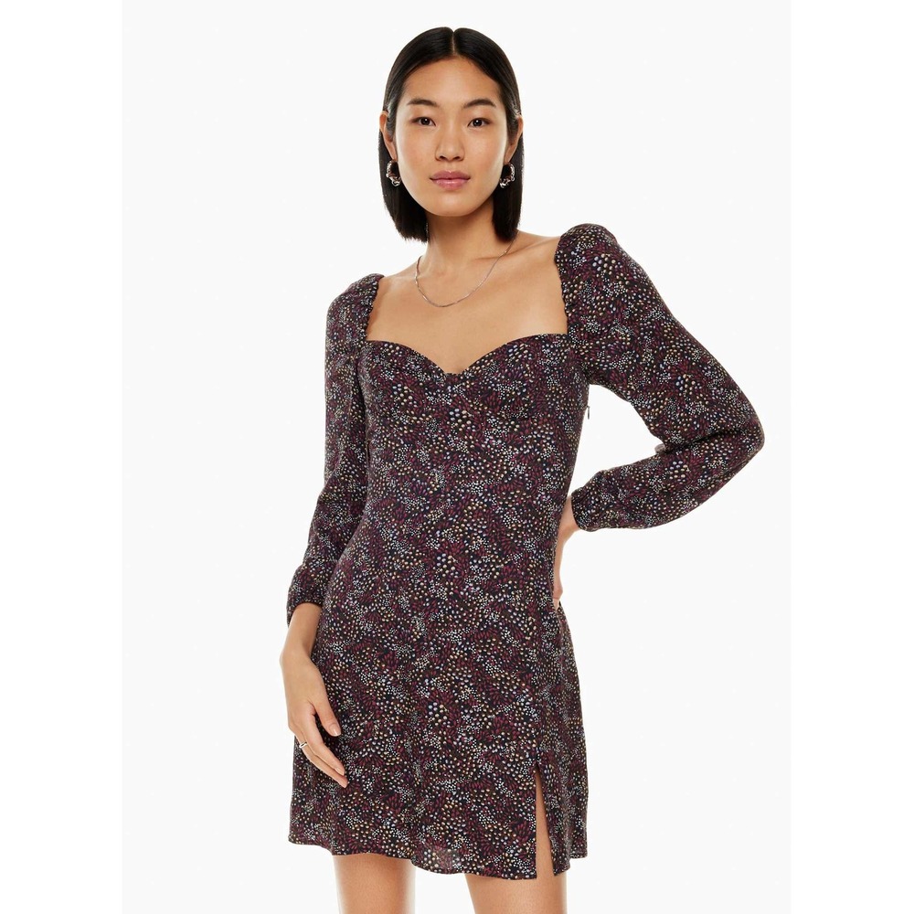 Aritzia Wilfred Novella Mini Dress in Black/Wine Red Size 8